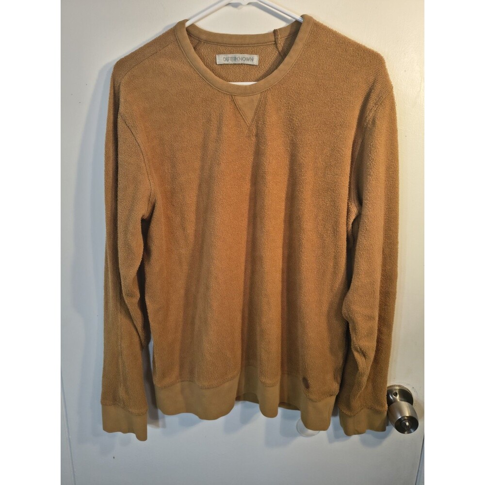 Outerknown Hightide Crewneck Sweatshirt Mens M Brown Gold Terry Cloth Pullover